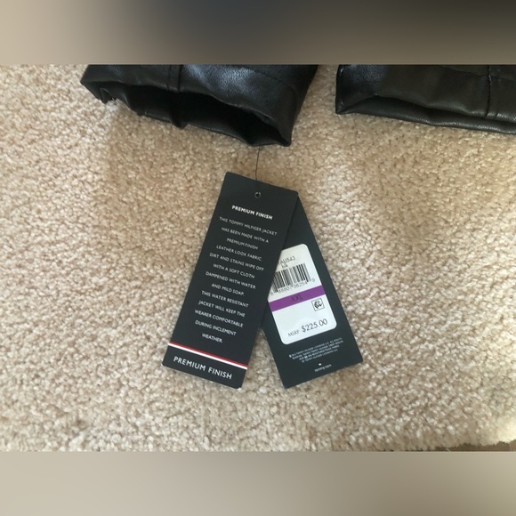 Tommy Hilfiger Faux Leather Jacket Lined Full Zip Coat Black Sz XXL - Picture 5 of 6